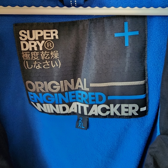Guc 2xl mens blue & white superdry original engineered windattacker windbreaker - Picture 4 of 7